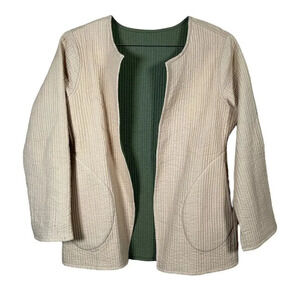 Quilted  Cotton Minimal Cream Reversible Shacket‎ M/L